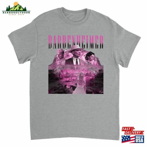 Barbnenheimer Barbie Oppenheimer Pink Printed Vintage 2023 Movie Poster Unisex Crewneck T-Shirt Sweatshirt Hoodie