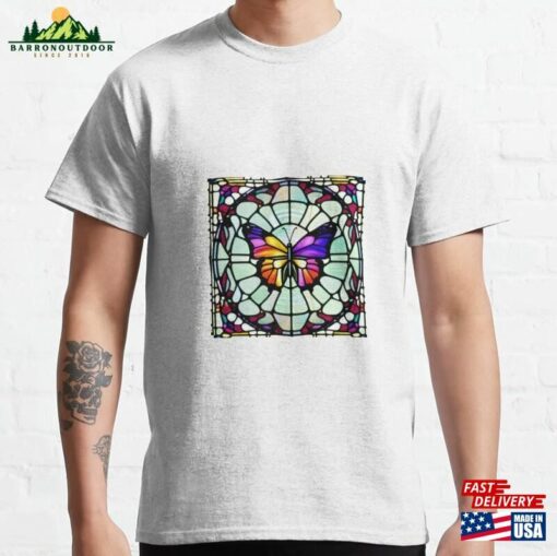 Beautiful Stained Glass Butterfly Design Classic T-Shirt Sweatshirt