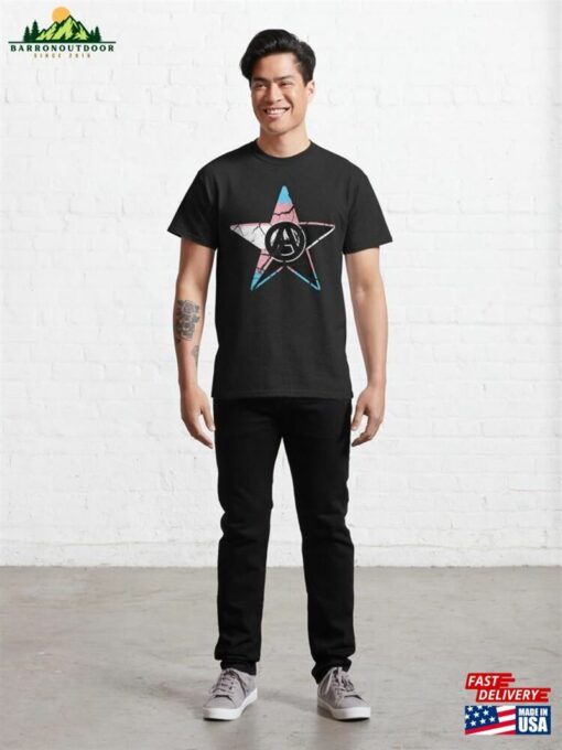 Black Anarchy Symbol On Anarchist Star Transgender Trans Pride Colors Sweatshirt Unisex