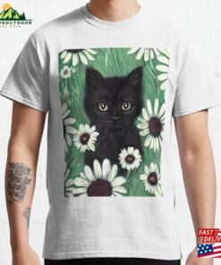 Black Kitten In A Field Of Daisies Classic T-Shirt Sweatshirt