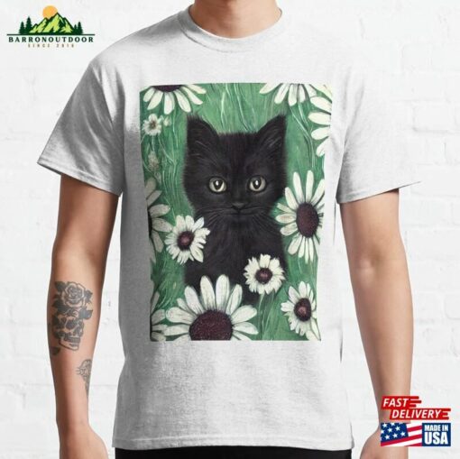 Black Kitten In A Field Of Daisies Classic T-Shirt Sweatshirt