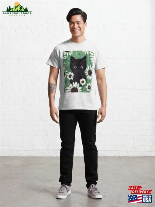 Black Kitten In A Field Of Daisies Classic T-Shirt Sweatshirt