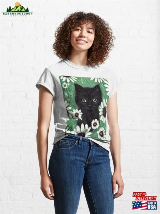 Black Kitten In A Field Of Daisies Classic T-Shirt Sweatshirt