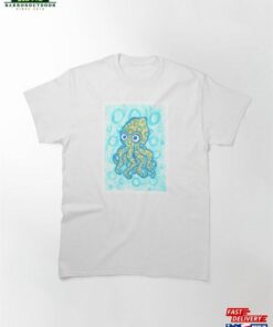 Blue Ringer Octopus Cartoony Watercolor Classic T-Shirt Hoodie Unisex