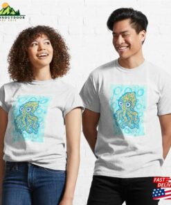 Blue Ringer Octopus Cartoony Watercolor Classic T-Shirt Hoodie Unisex 2 Blue Ringer Octopus Cartoony Watercolor Classic T Shirt Hoodie Unisex 3