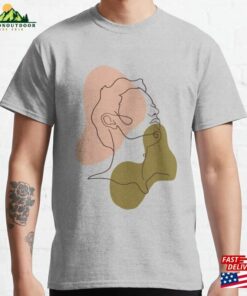 Boho Man Abstract Facial Outline Design Classic T-Shirt Unisex