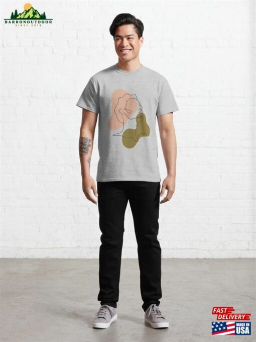 Boho Man Abstract Facial Outline Design Classic T-Shirt Unisex