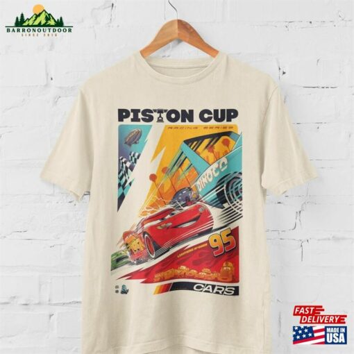 Cars Inspired Piston Cup Lightning Mcqueen Tee Disney Style Graphic In Sand T-Shirt Unisex