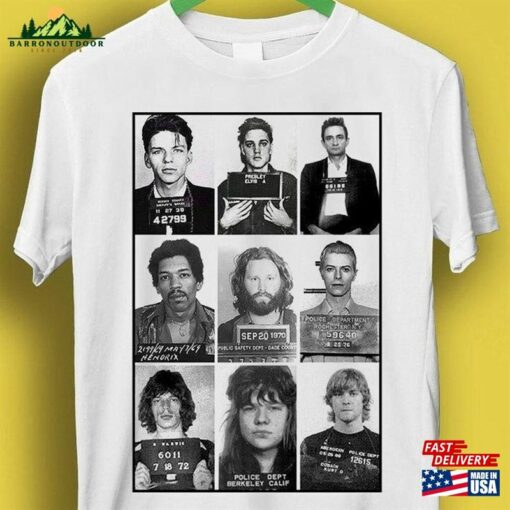 Celebrities Mugshot Rock Stars Music Gift Funny Tee Style Unisex Gamer Cult Movie T-Shirt Sweatshirt