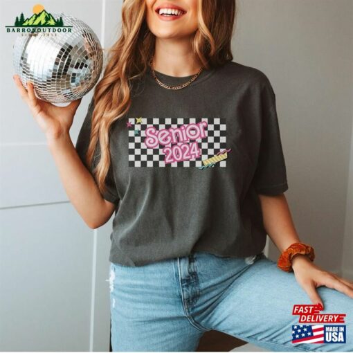 Checkered Pink 90S Senior 2024 Tee Shirt Colorful Year Sweatshirt Hoodie