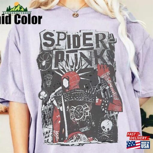 Comfort Color Retro Spider Punk Shirt Spiderman Across The Spiderverse V10 Hoodie Classic