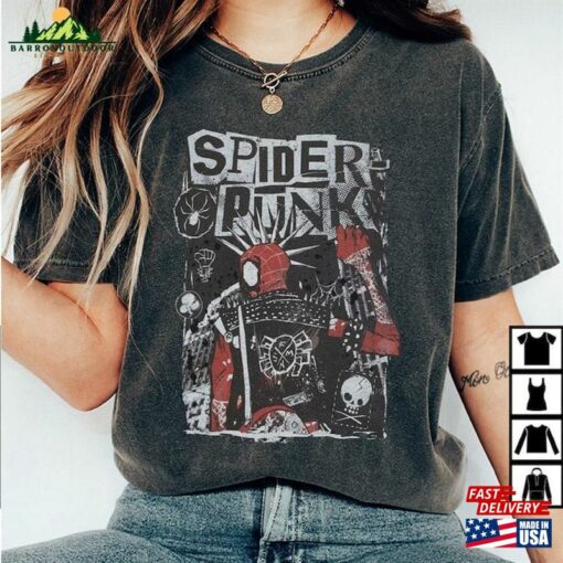 Comfort Color Retro Spider Punk Shirt Spiderman Across The Spiderverse V10 Hoodie T-Shirt