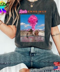 Comfort Colors Barbenheimer Shirt Barbie Driving Car Graphic X Oppenheimer 2023 Unisex Hoodie