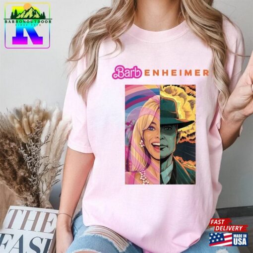 Comfort Colors Barbenheimer Shirt Margot Robbie And Cillian Murphy Portrait Art Barbie X Oppenheimer 2023 Sweatshirt Unisex