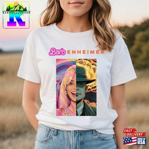 Comfort Colors Barbenheimer Shirt Margot Robbie And Cillian Murphy Portrait Art Barbie X Oppenheimer 2023 Sweatshirt Unisex