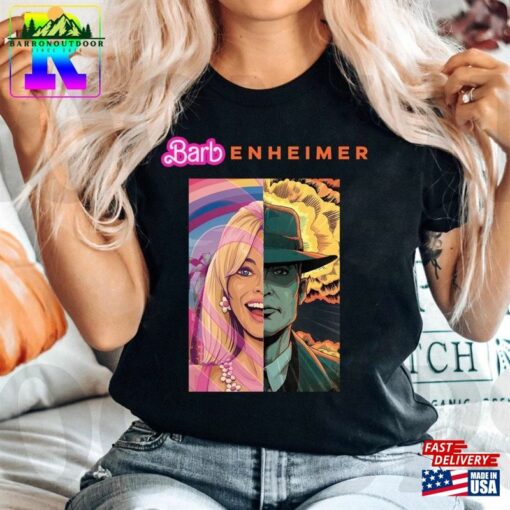 Comfort Colors Barbenheimer Shirt Margot Robbie And Cillian Murphy Portrait Art Barbie X Oppenheimer 2023 Sweatshirt Unisex