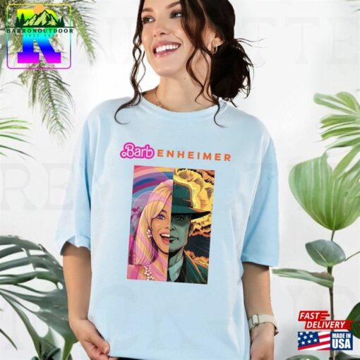 Comfort Colors Barbenheimer Shirt Margot Robbie And Cillian Murphy Portrait Art Barbie X Oppenheimer 2023 Sweatshirt Unisex