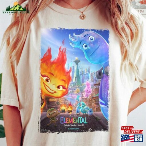 Comfort Colors Disney Elemental Movie Poster Graphic T-Shirt Pixar 2023 Shirt Family Trip Classic Unisex