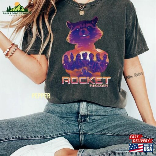 Comfort Colors Retro Rocket Racoon Shirt Marvel Guardians Of The Galaxy 3 Unisex Sweatshirt