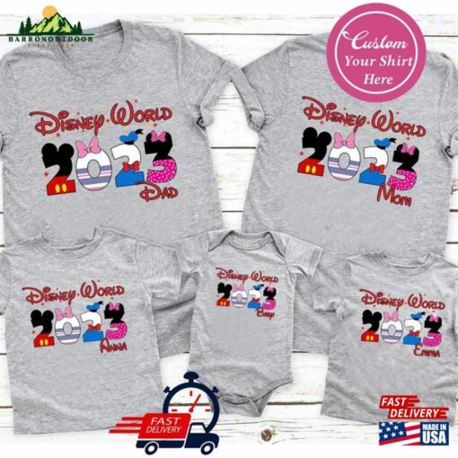 Custom D I S N E Y World Colorful Shirt Name 2023 Matching Family Movie Sweatshirt Hoodie