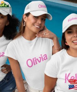 Custom Text Womens Relaxed T Shirt Gift For Bachelorette Bridesmaid Sorority Group Pink Font Personalized Name Sweatshirt Unisex 2