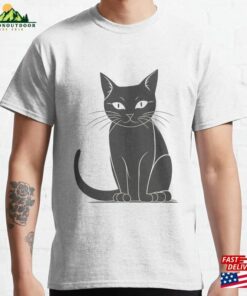 Cute Black Cat Drawing Classic T-Shirt Unisex