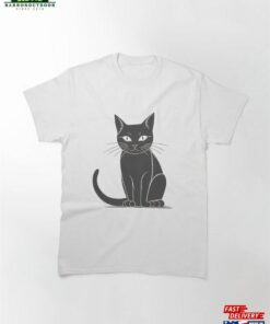 Cute Black Cat Drawing Classic T-Shirt Unisex