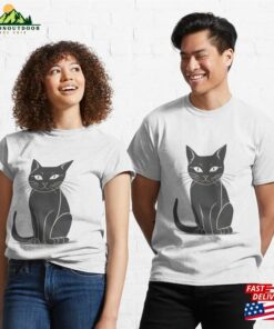 Cute Black Cat Drawing Classic T-Shirt Unisex 2 Cute Black Cat Drawing Classic T Shirt Unisex 3
