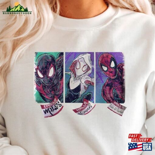 Cute Spider Shirt Hello Miles And Gwen Funny Cartoon T-Shirt Classic