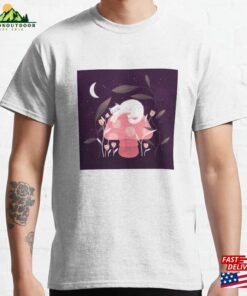 Cute White Cat Mushroom And Curious Flowers Unisex Classic 1
