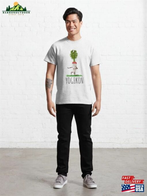 Daikon Radish Vegetables Doing Yoga Vegetable Poses Classic T-Shirt Unisex