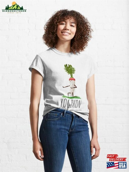 Daikon Radish Vegetables Doing Yoga Vegetable Poses Classic T-Shirt Unisex