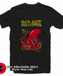 Red Hot Chili Peppers Fire Squid Cartoon T-Shirt On Sale