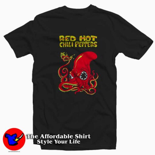 Red Hot Chili Peppers Fire Squid Cartoon Unisex T-shirt On Sale