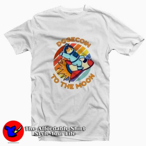 Retro Doge Coin To The Moon Funny Unisex T-shirt On Sale