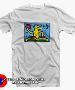 Retro Pop Art Dj Dog Keith Haring Unisex T-Shirt On Sale Retro Pop Art Dj Dog Keith Haring Unisex T-Shirt On Sale
