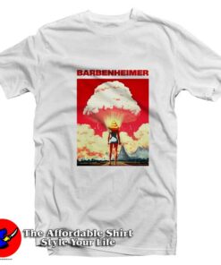 Retro Travel Barbenheimer Photographic T-Shirt On Sale Retro Travel Barbenheimer Photographic T-Shirt On Sale