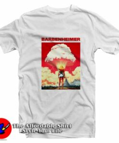 Retro Travel Barbenheimer Photographic T-Shirt On Sale Retro Travel Barbenheimer Photographic T-Shirt On Sale