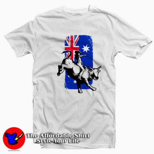 Rodeo Bull Rider Cowboys Australian Flag T-shirt Cheap