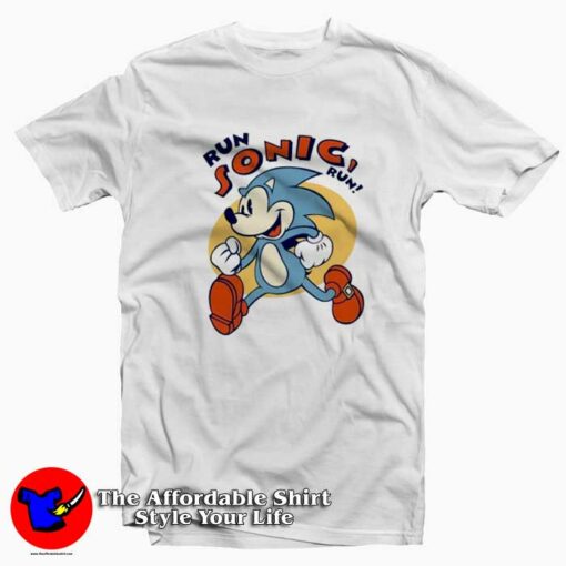 Run Sonic The Hedgehog Cartoon T-shirt On Sale