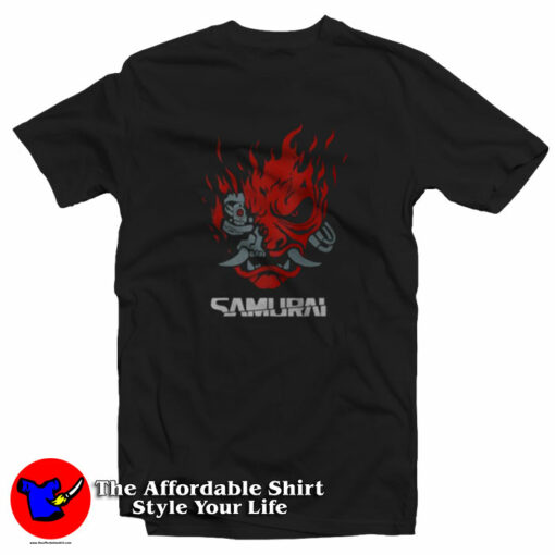 Samurai Mask Retro Japanese Graphic T-Shirt On Sale