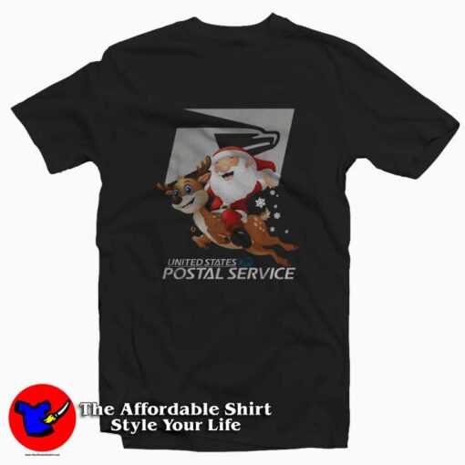 Santa Claus riding Reindeer Christmas Unisex T-shirt On Sale