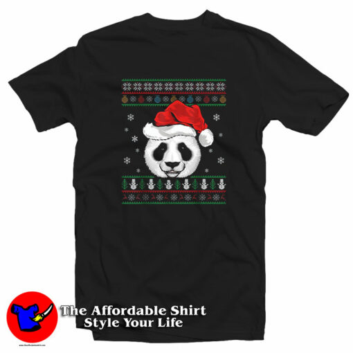 Santa Panda Face Christmas T-Shirt