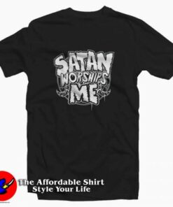 Satan Worships Me Evil Baphomet Unisex T-shirt On Sale Satan Worships Me Evil Baphomet Unisex T-shirt On Sale