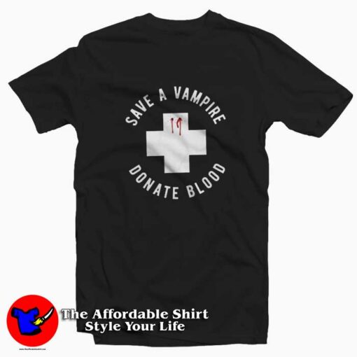 Save A Vampire Donate Blood Funny Halloween T-shirt On Sale