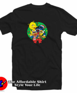 Sesame Street Christmas Wreath Characters T-Shirt