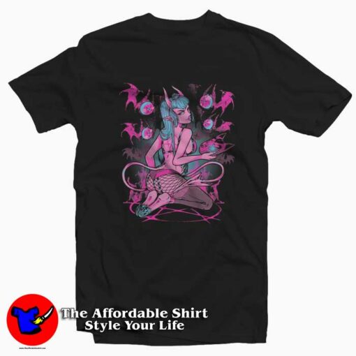 Shi-Chan Devil Girl Pinku Kult Graphic T-Shirt On Sale