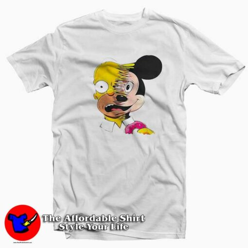 Simpsons and Mickey Mouse Funny T Shirt Cheap