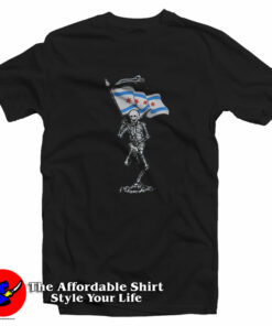 Skeleton Holding Chicago Flag Unisex T-Shirt On Sale Skeleton Holding Chicago Flag Unisex T-Shirt On Sale