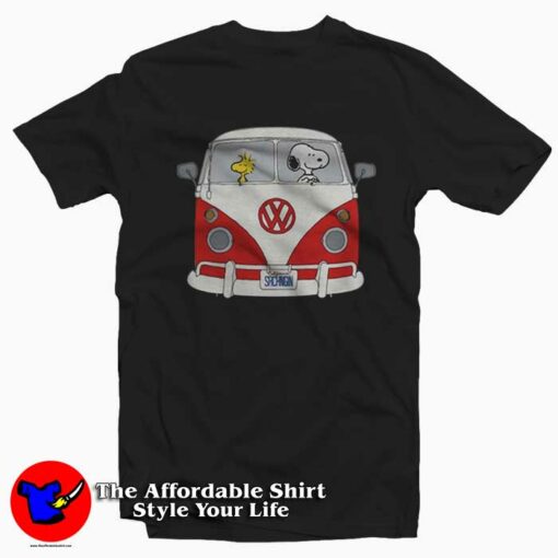 Snoopy Woodstock Driving Volkswagen Beetle T-Shirt On Sale